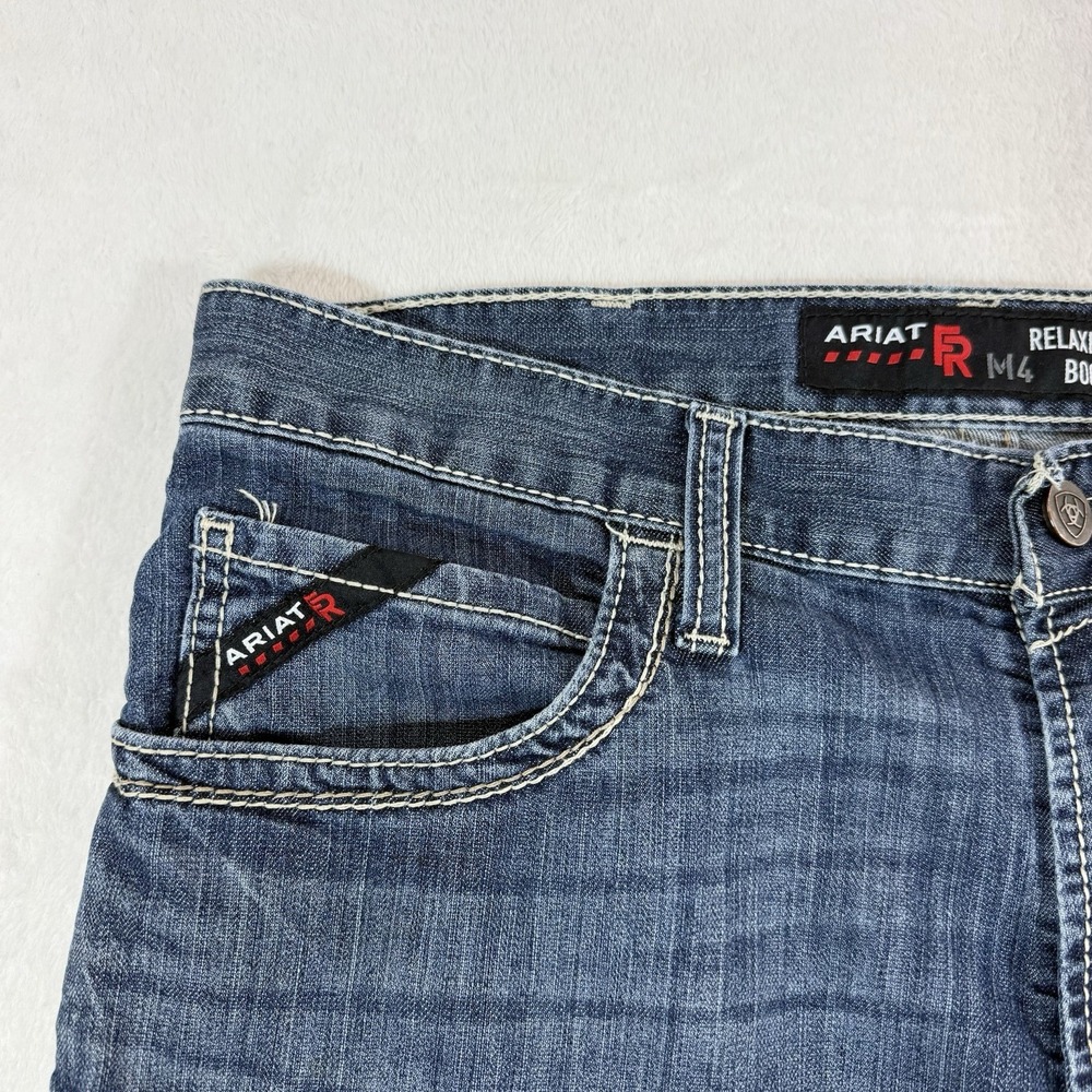 ARIAT M4 FR Flame Resistant Work Jeans Men's 34X31 Relaxed Boot CAT 2 Blue - Picture 5 of 14